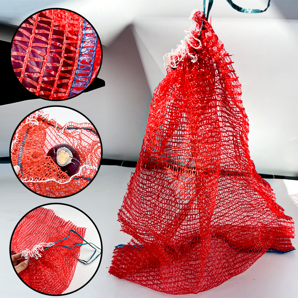 Сетка для овощей из полиэтилена, сетчатая сумка для лука с шнурком