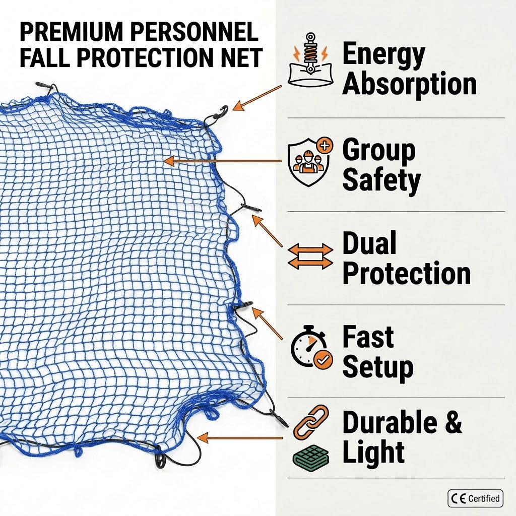 Сверхмощная строительная защитная сетка HDPE для защиты от падения